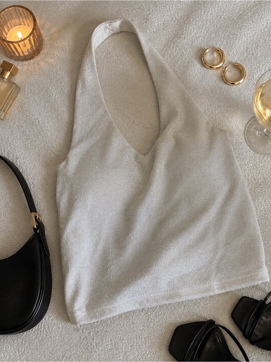 Wet Seal Tops - Wet Seal White Halter V-Neck Camisole